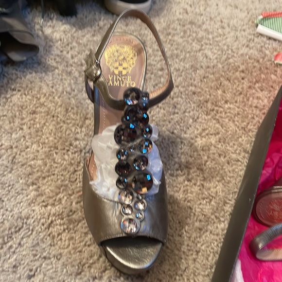 Gorgeous metal taupe cocktail shoes - Picture 3 of 7